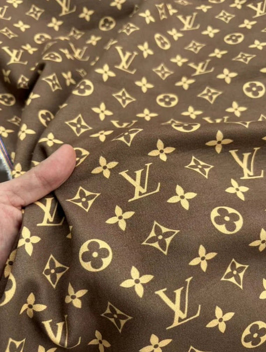 Classic Brown Louis Vuitton Suede Fabric Stretchy Velvet for Speaker Pod Cover DIY - mingfabricstore