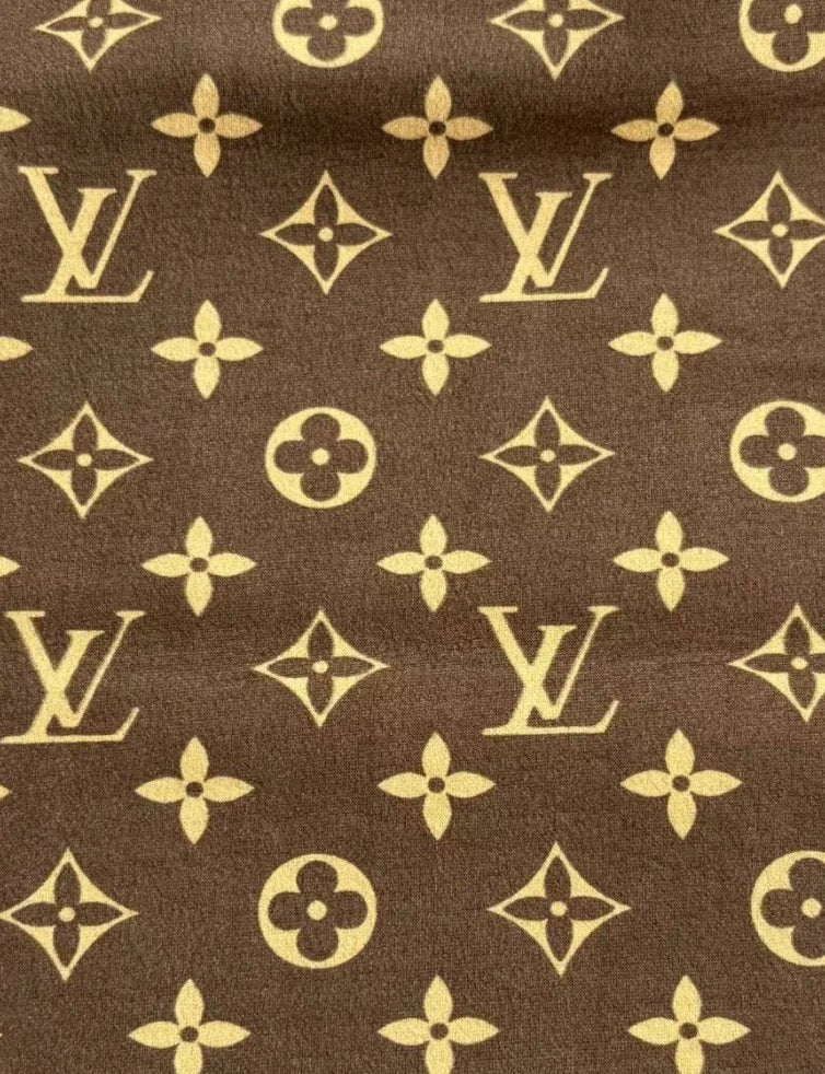 Classic Brown Louis Vuitton Suede Fabric Stretchy Velvet for Speaker Pod Cover DIY - mingfabricstore