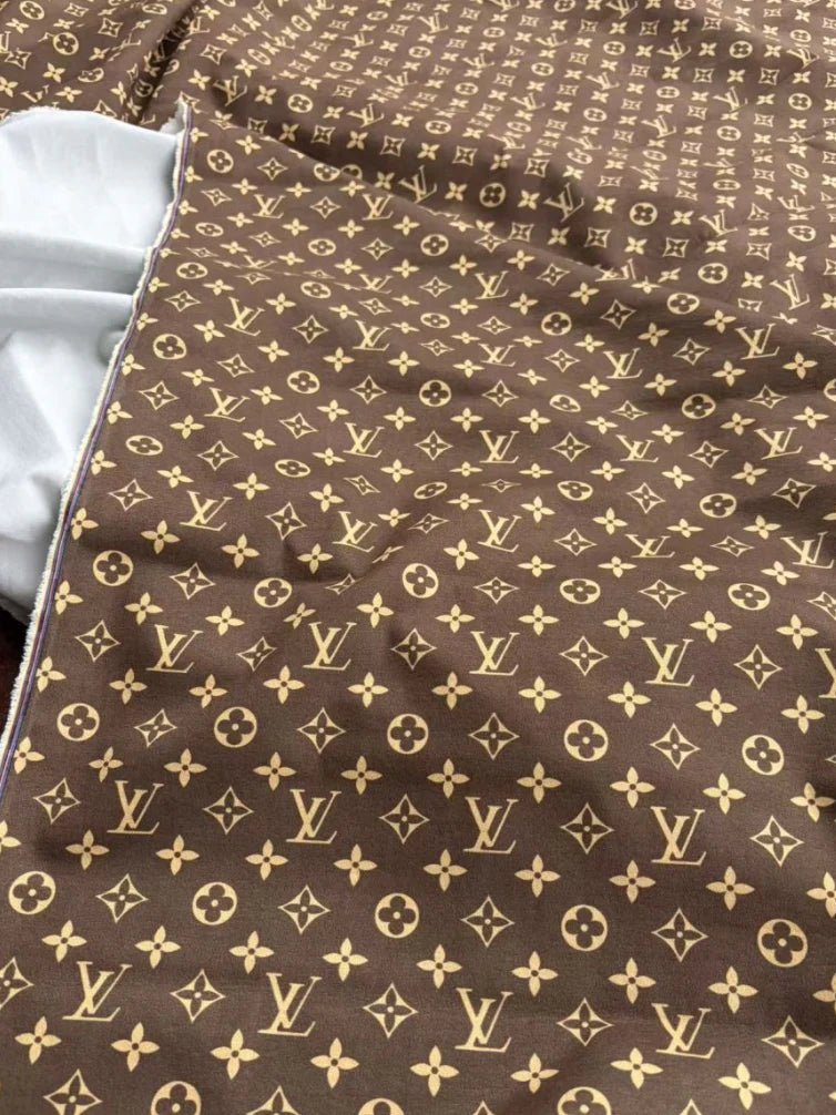 Classic Brown Louis Vuitton Suede Fabric Stretchy Velvet for Speaker Pod Cover DIY - mingfabricstore