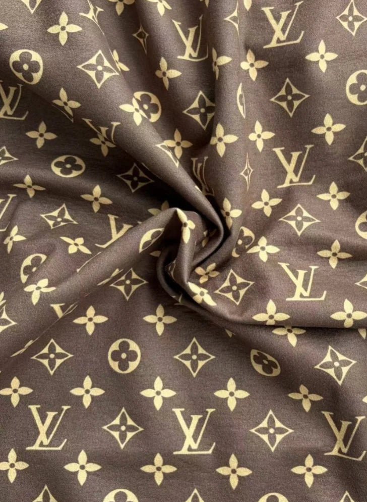 Classic Brown Louis Vuitton Suede Fabric Stretchy Velvet for Speaker Pod Cover DIY - mingfabricstore