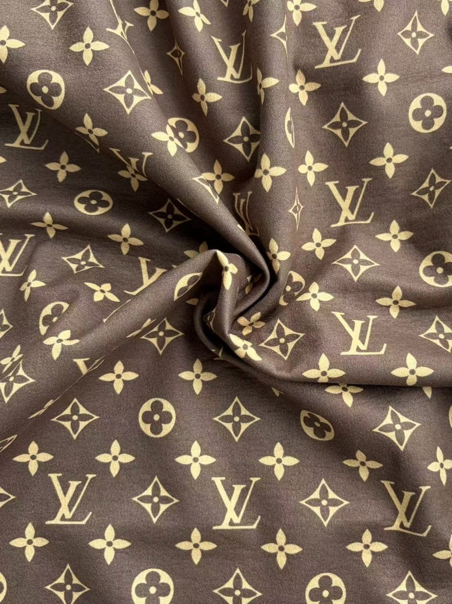 Classic Brown Louis Vuitton Suede Fabric Stretchy Velvet for Speaker Pod Cover DIY - mingfabricstore
