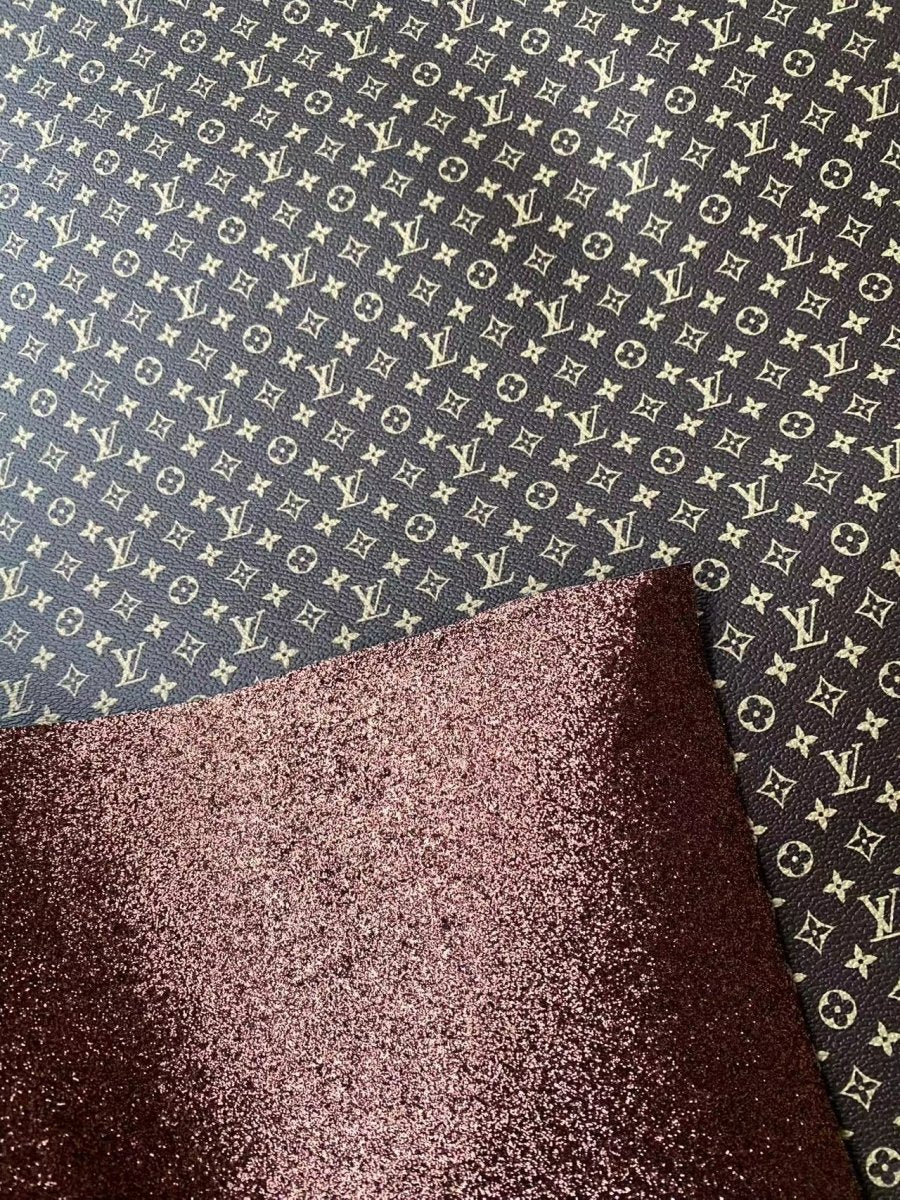 Classic Brown LV Double Side Faux Leather Fabric for DIY Crafts - mingfabricstore
