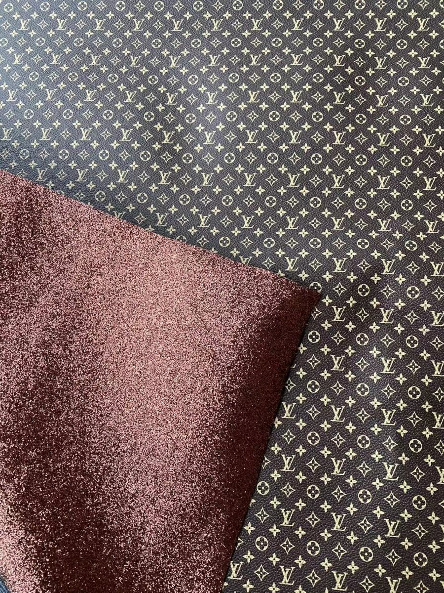 Classic Brown LV Double Side Faux Leather Fabric for DIY Crafts - mingfabricstore