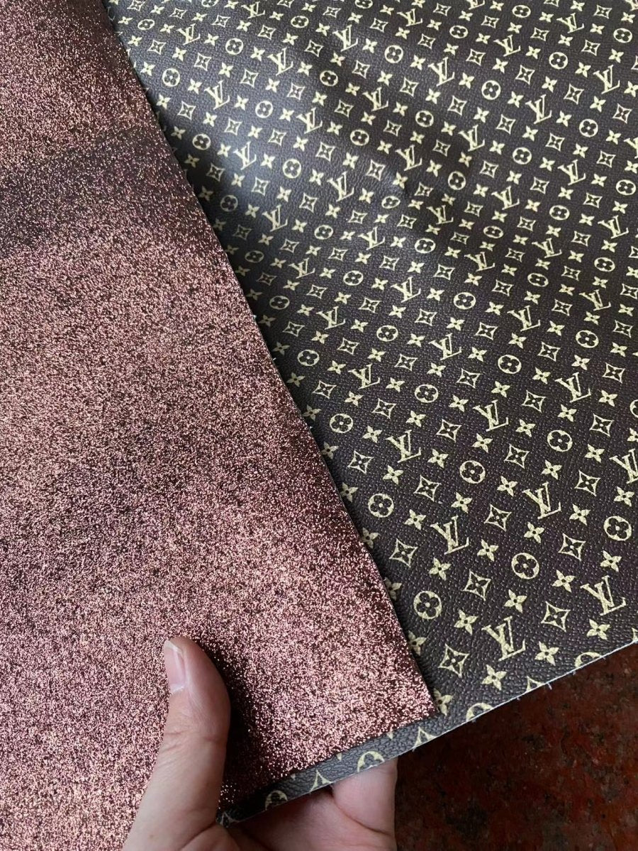 Classic Brown LV Double Side Faux Leather Fabric for DIY Crafts - mingfabricstore
