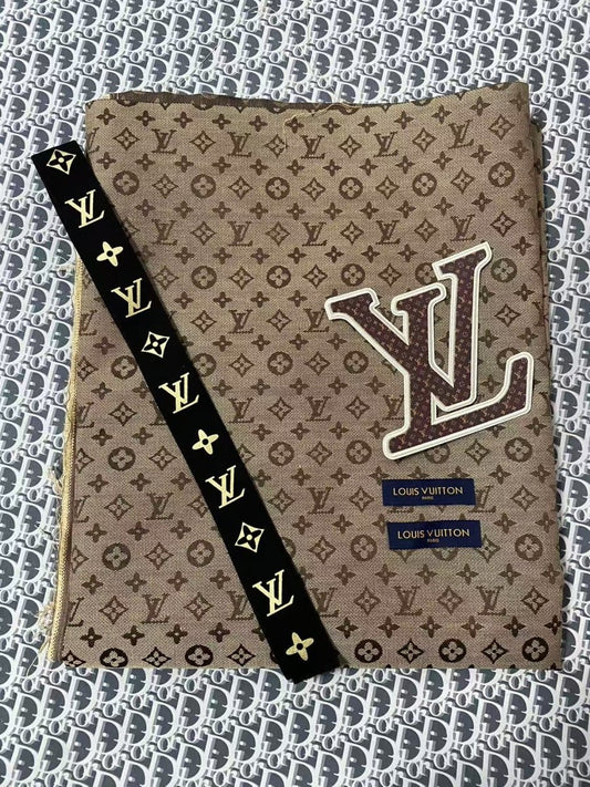 Classic Brown LV Jacquard Fabric Elastic Tags Bundle - mingfabricstore