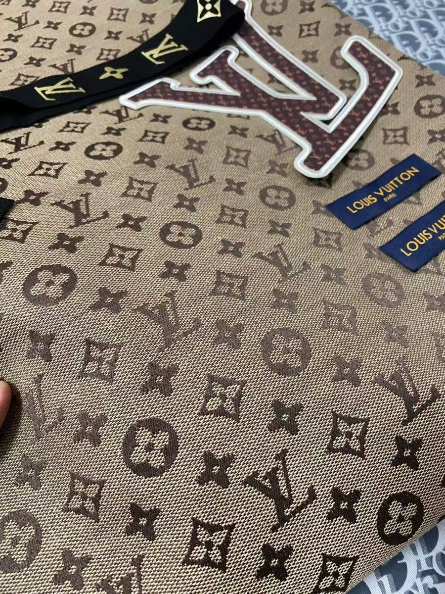 Classic Brown LV Jacquard Fabric Elastic Tags Bundle - mingfabricstore
