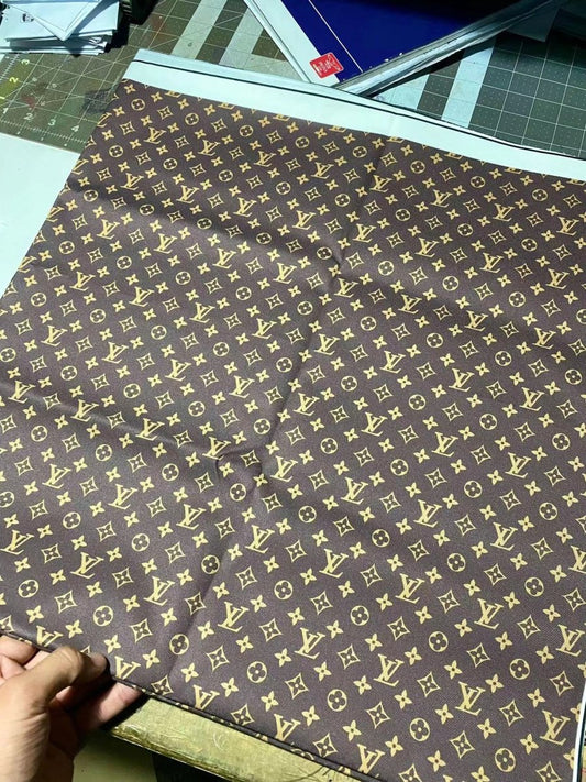 Classic Brown LV Louis Vuitton Cotton Sewing Designer Shirt Fabric - mingfabricstore