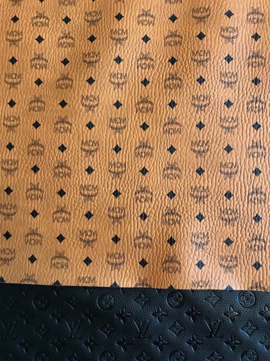 Classic brown MCM Bag Leather fabric for bag shoe custom by yard - mingfabricstore