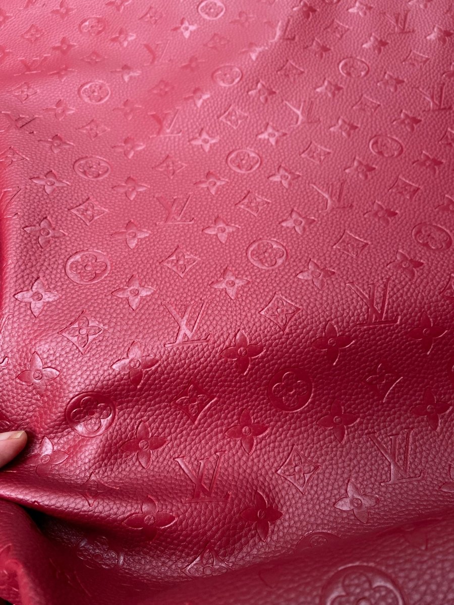 Classic Burgundy LV Embossed Leather Fabric for Upholstery DIY Custom Car Seat Sneakers Furniture Design - mingfabricstore