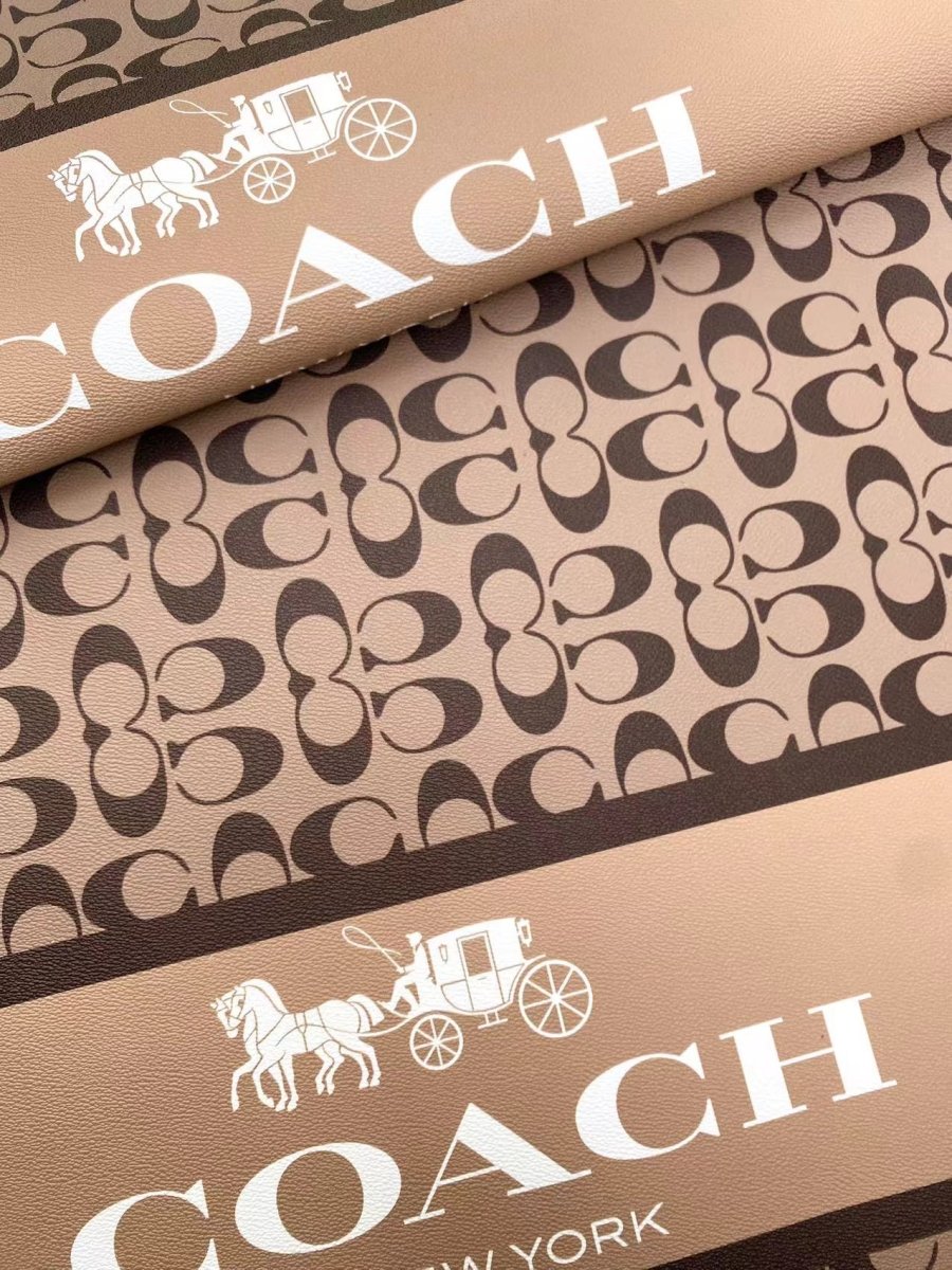 Classic Coach Logo Leather Vinyl Fabric for Handmade DIY Sewing Fabric - mingfabricstore
