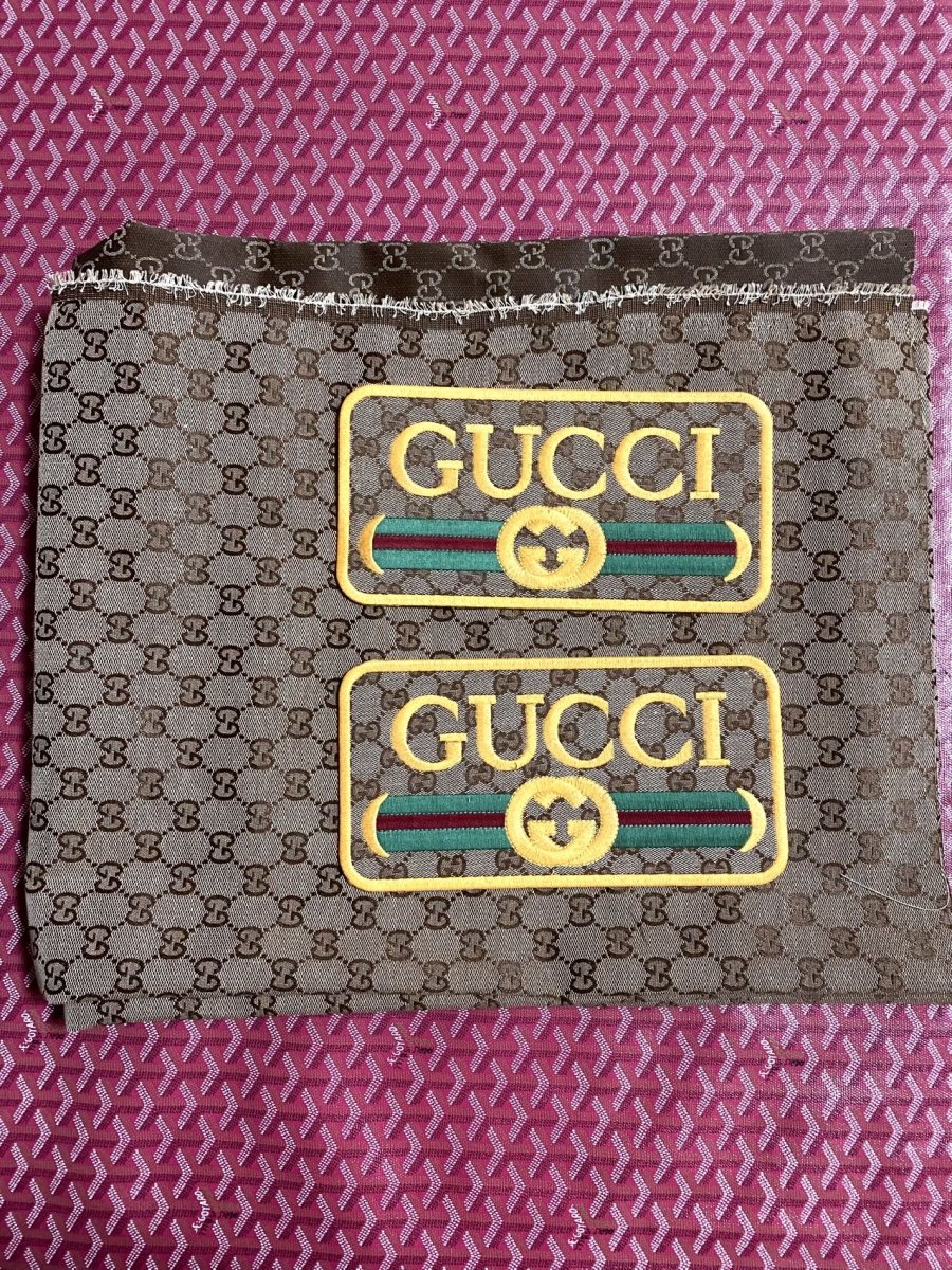 Classic Gucci Brown Jacquard Plus Two Pieces Patches Bundle Sale - mingfabricstore