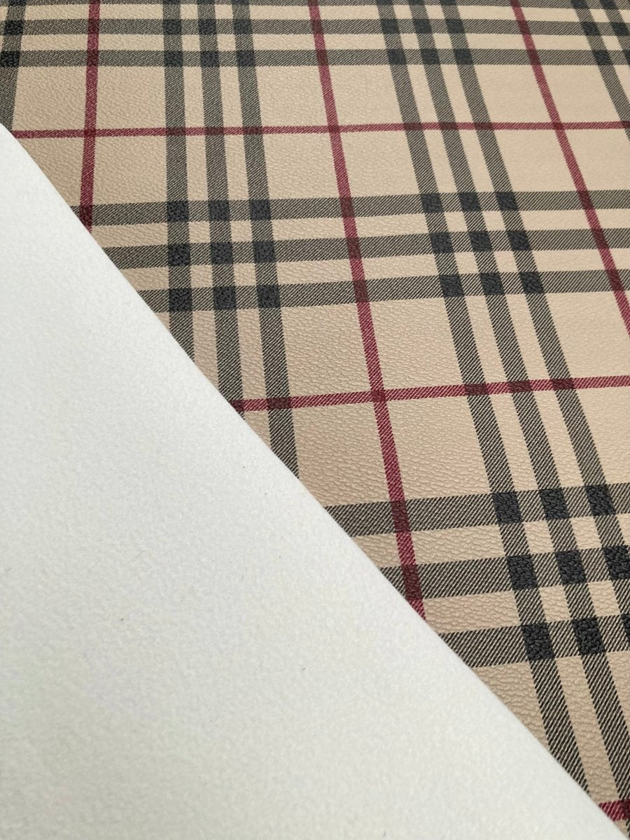 Classic Khaki Burberry Leather Fabric for Custom Sneakers - mingfabricstore