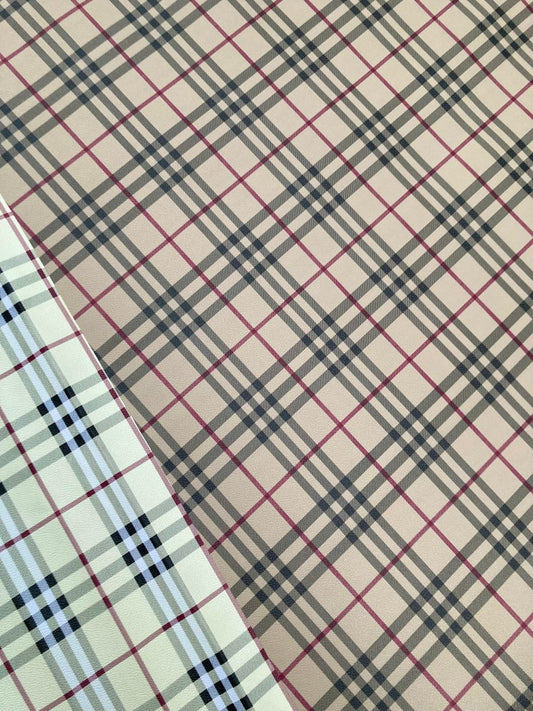 Classic Khaki Burberry Leather Fabric for Custom Sneakers - mingfabricstore