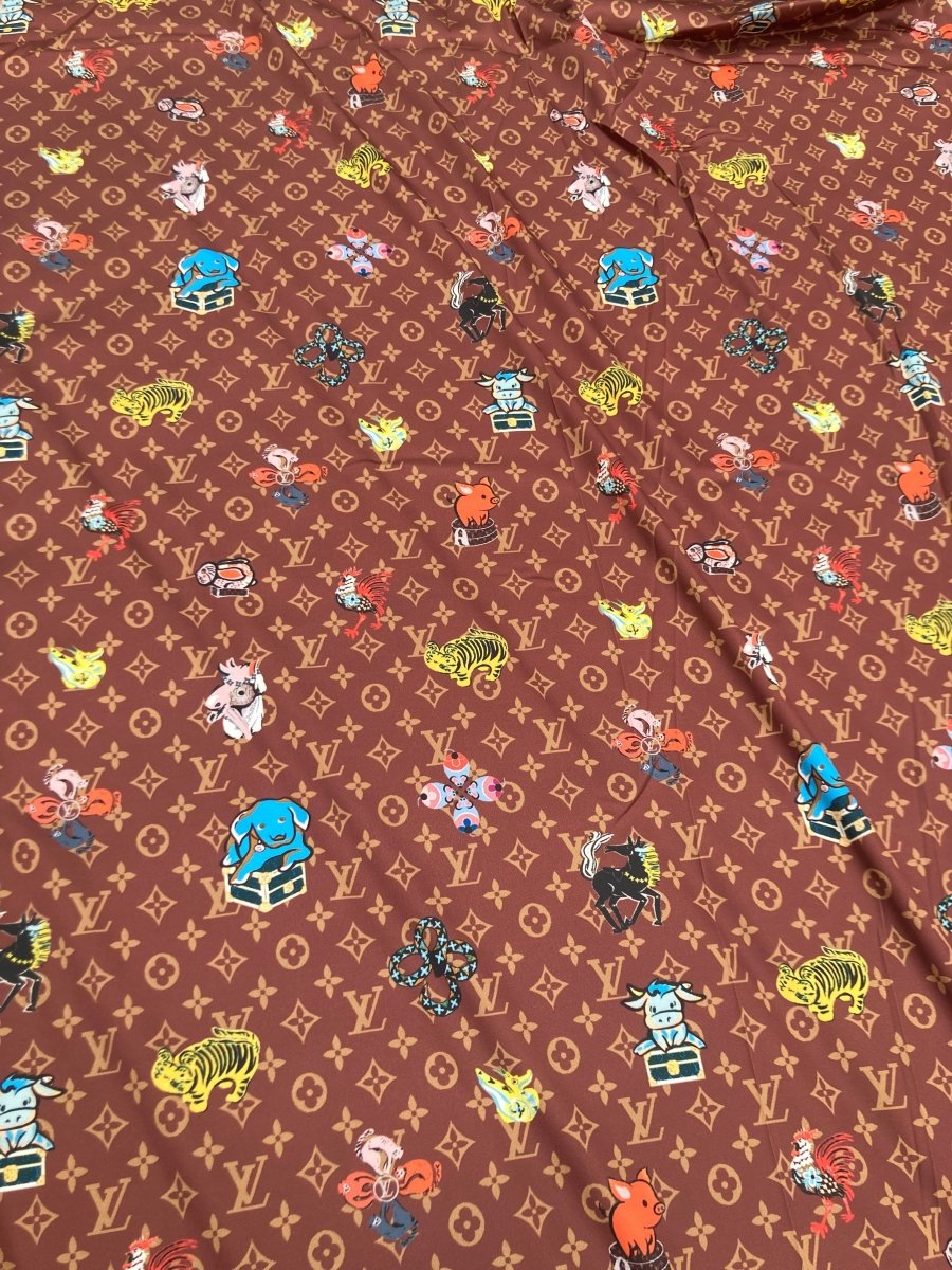 Classic LV Satin Fabric for Sewing Handmade DIY Bag Lining Pajama Fabric Sold by Yard - mingfabricstore