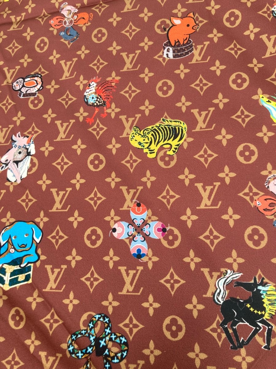 Classic LV Satin Fabric for Sewing Handmade DIY Bag Lining Pajama Fabric Sold by Yard - mingfabricstore