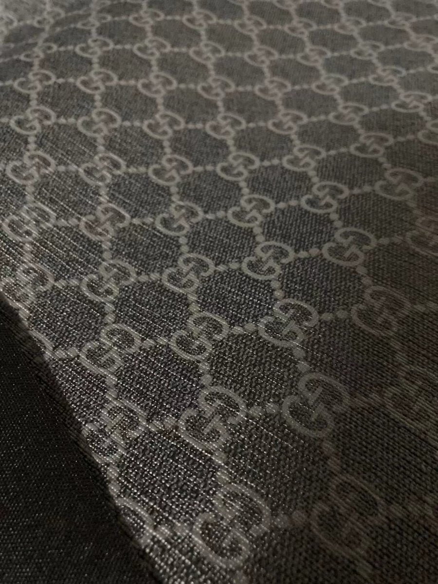 Classic Premium Black Grey Gucci Vinyl Designer Leather for Custom Sneakers Furniture Upholstery - mingfabricstore