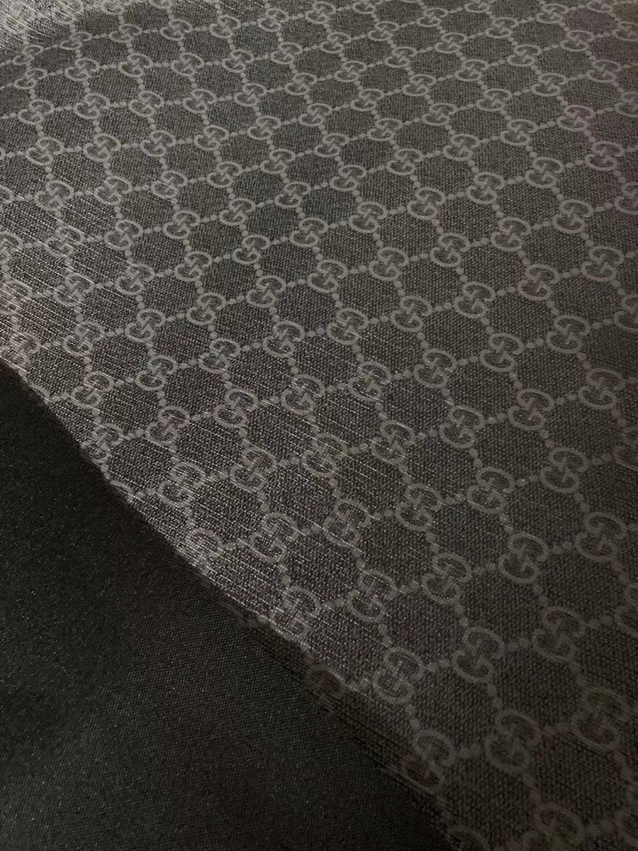 Classic Premium Black Grey Gucci Vinyl Designer Leather for Custom Sneakers Furniture Upholstery - mingfabricstore