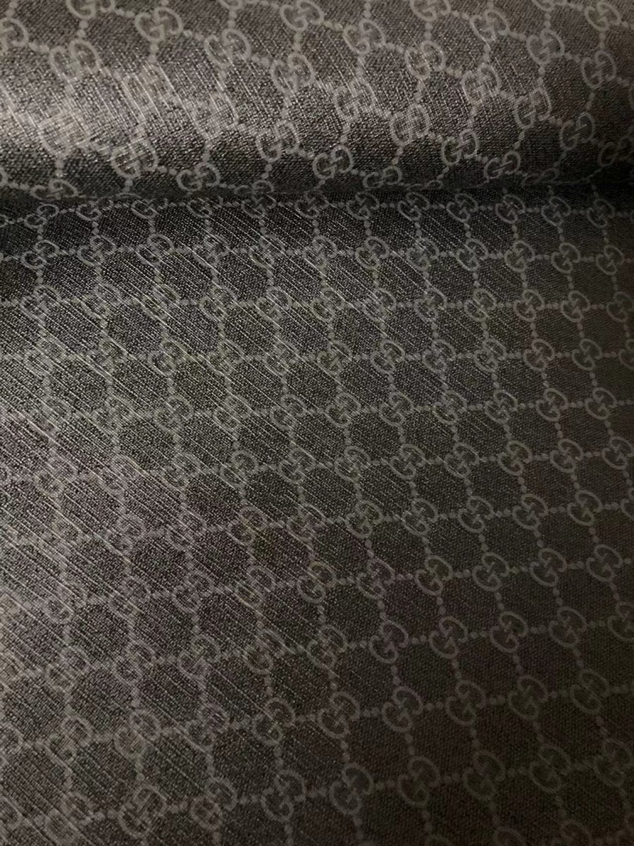 Classic Premium Black Grey Gucci Vinyl Designer Leather for Custom Sneakers Furniture Upholstery - mingfabricstore