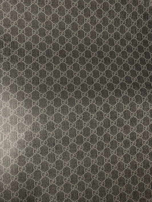 Classic Premium Black Grey Gucci Vinyl Designer Leather for Custom Sneakers Furniture Upholstery - mingfabricstore