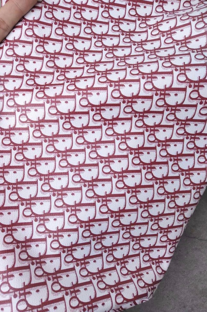 Classic Red Dior Custom Fabric Leather by Yard for Shoe Custom - mingfabricstore