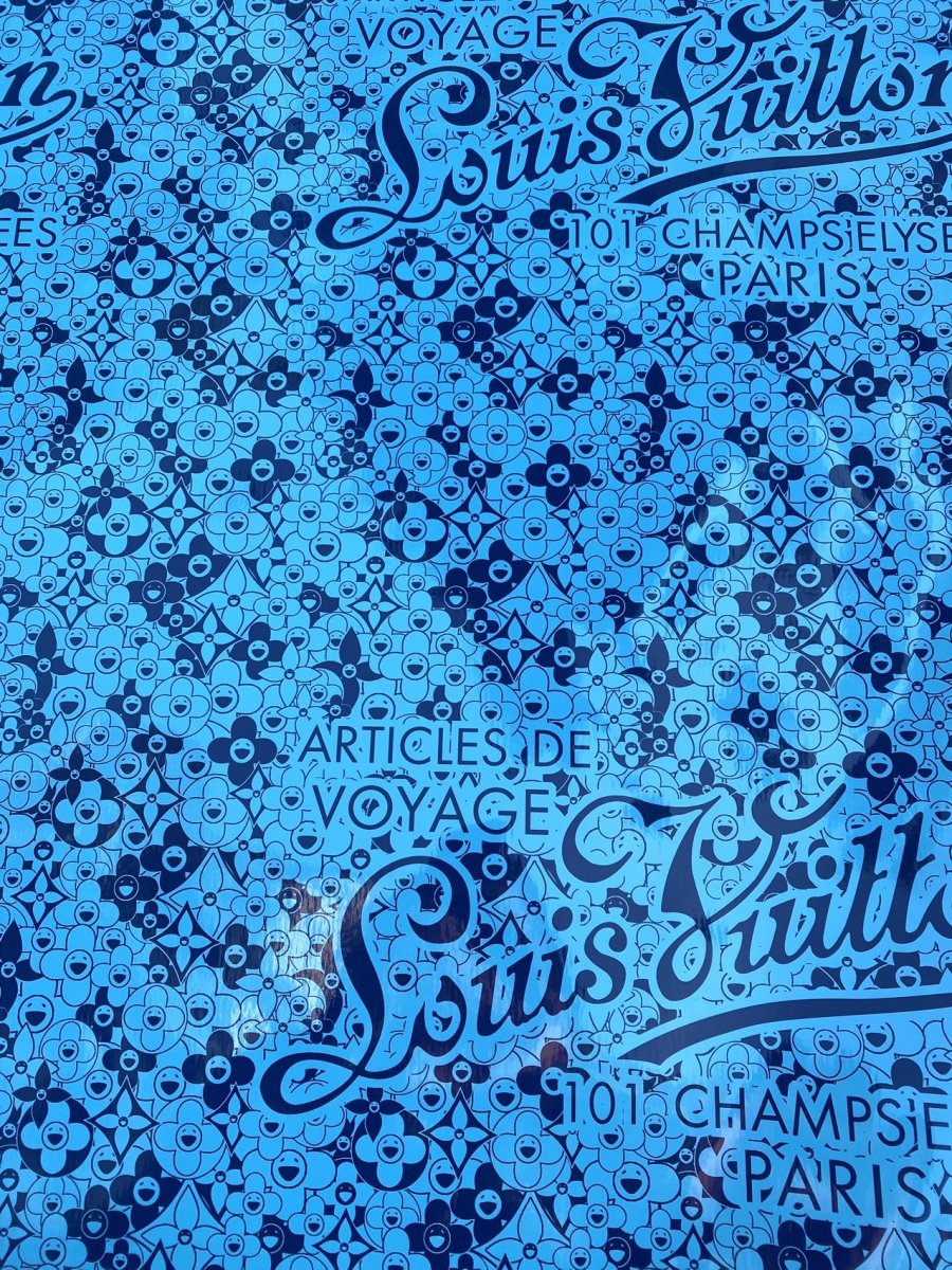 Clear Reflective Blue Louis Vuitton Murakami Takashi Bag Leather for DIY Sewing Project - mingfabricstore