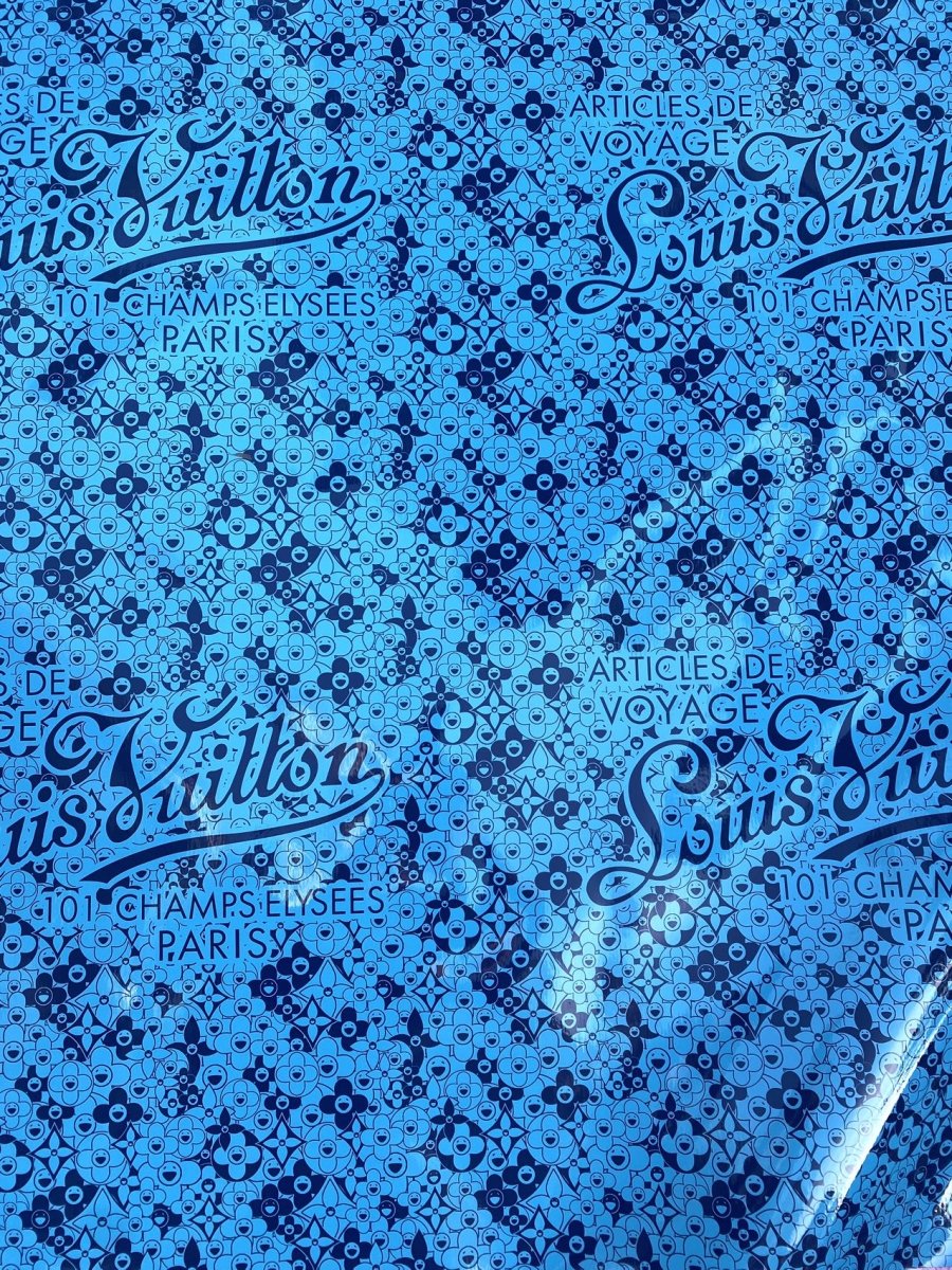 Clear Reflective Blue Louis Vuitton Murakami Takashi Bag Leather for DIY Sewing Project - mingfabricstore