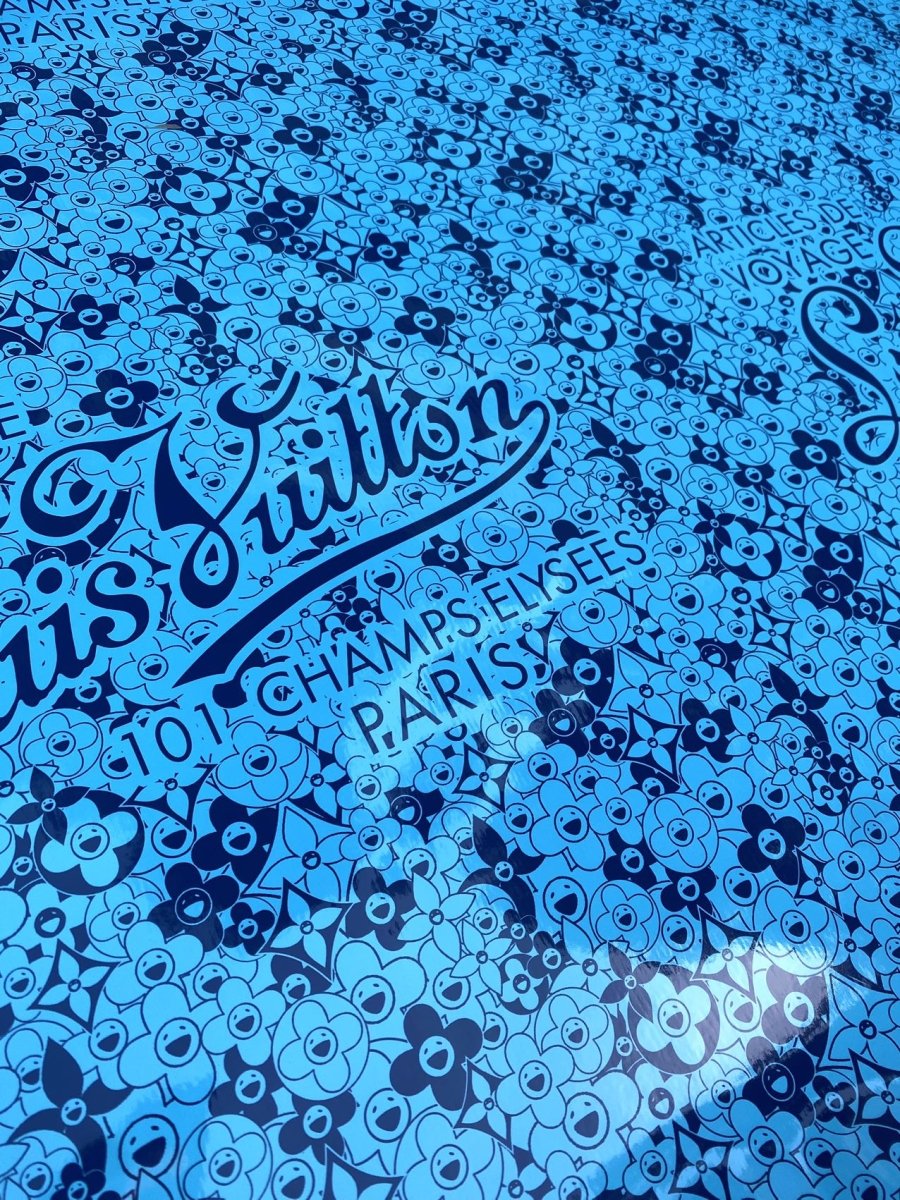 Clear Reflective Blue Louis Vuitton Murakami Takashi Bag Leather for DIY Sewing Project - mingfabricstore