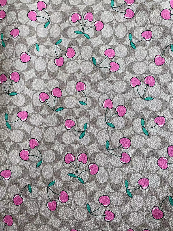 Coach Cherry Cream Leather Sheet for Crocs DIY Handmade - mingfabricstore