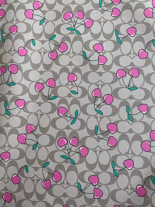 Coach Cherry Cream Leather Sheet for Crocs DIY Handmade - mingfabricstore