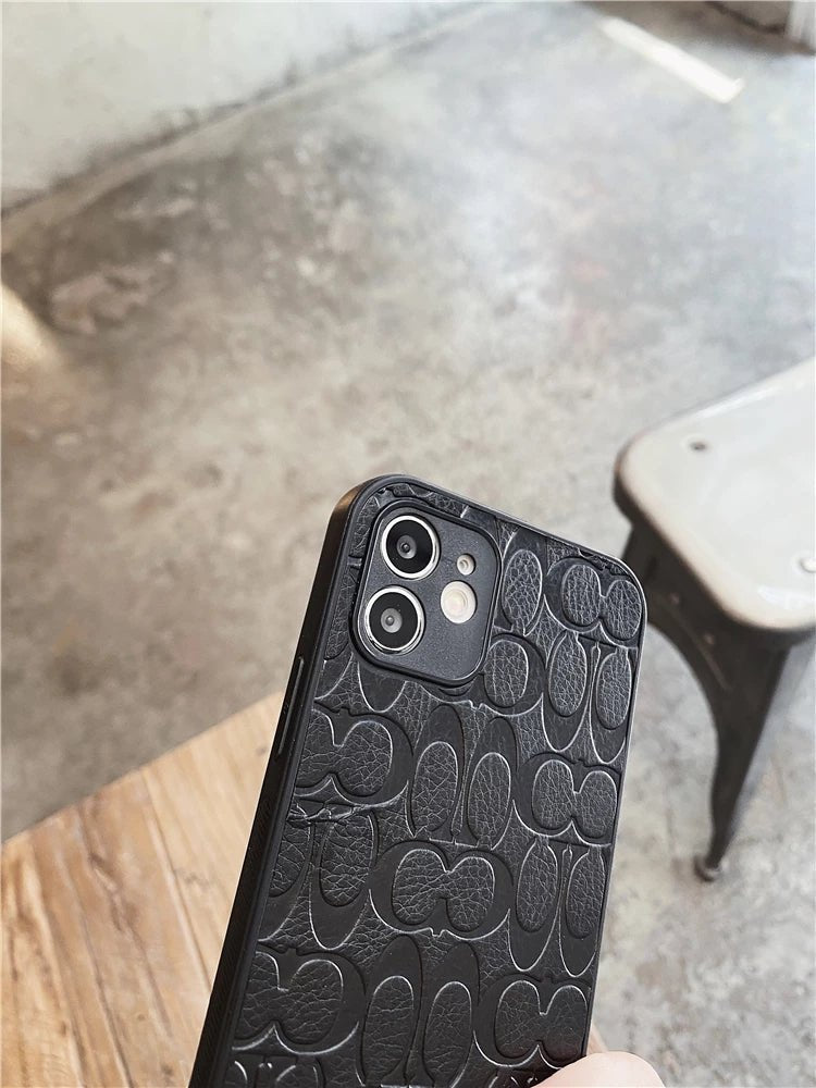 COACH Classic Logo Leather Sculpture Craft iPhone Case. - mingfabricstore