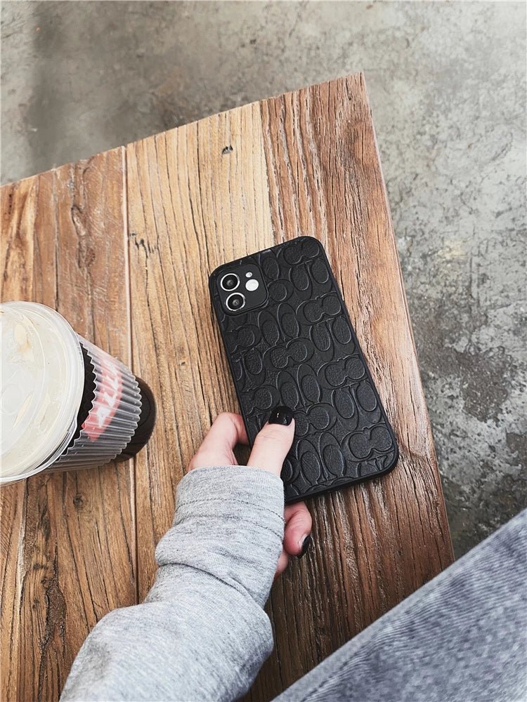COACH Classic Logo Leather Sculpture Craft iPhone Case. - mingfabricstore