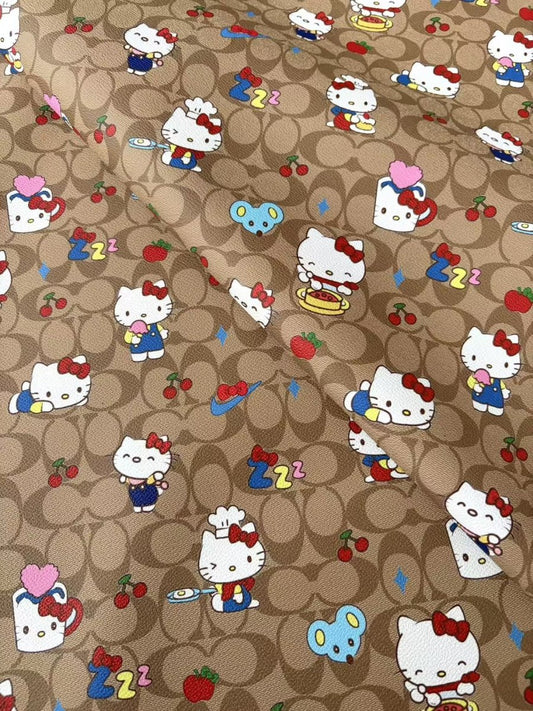 Coach Hello Kitty Leather Sheet for DIY Crafts Projects - mingfabricstore