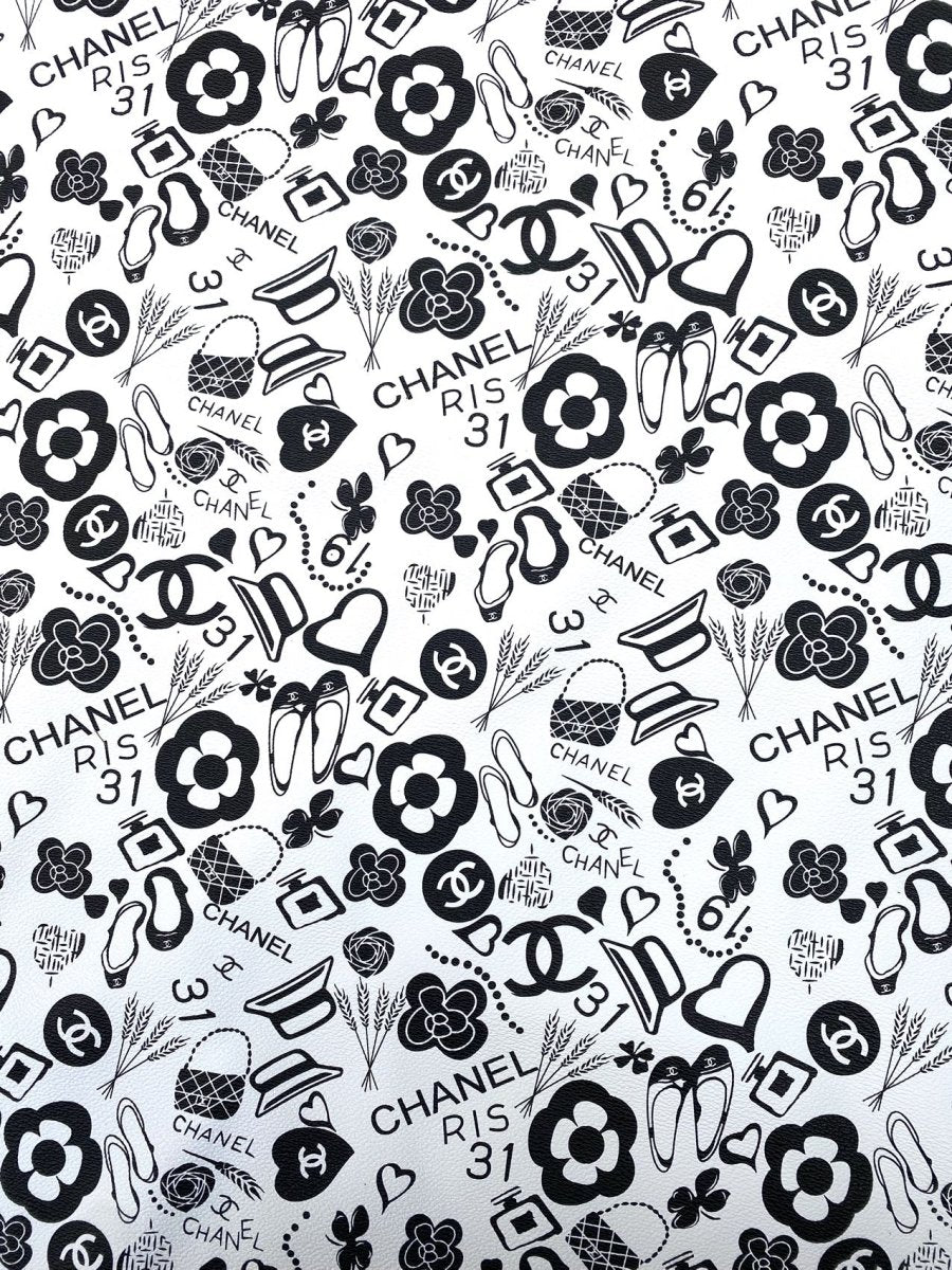Coco Chanel Designer Leather Handmade Fabric for DIY Crafts Sneaker Upholstery - mingfabricstore