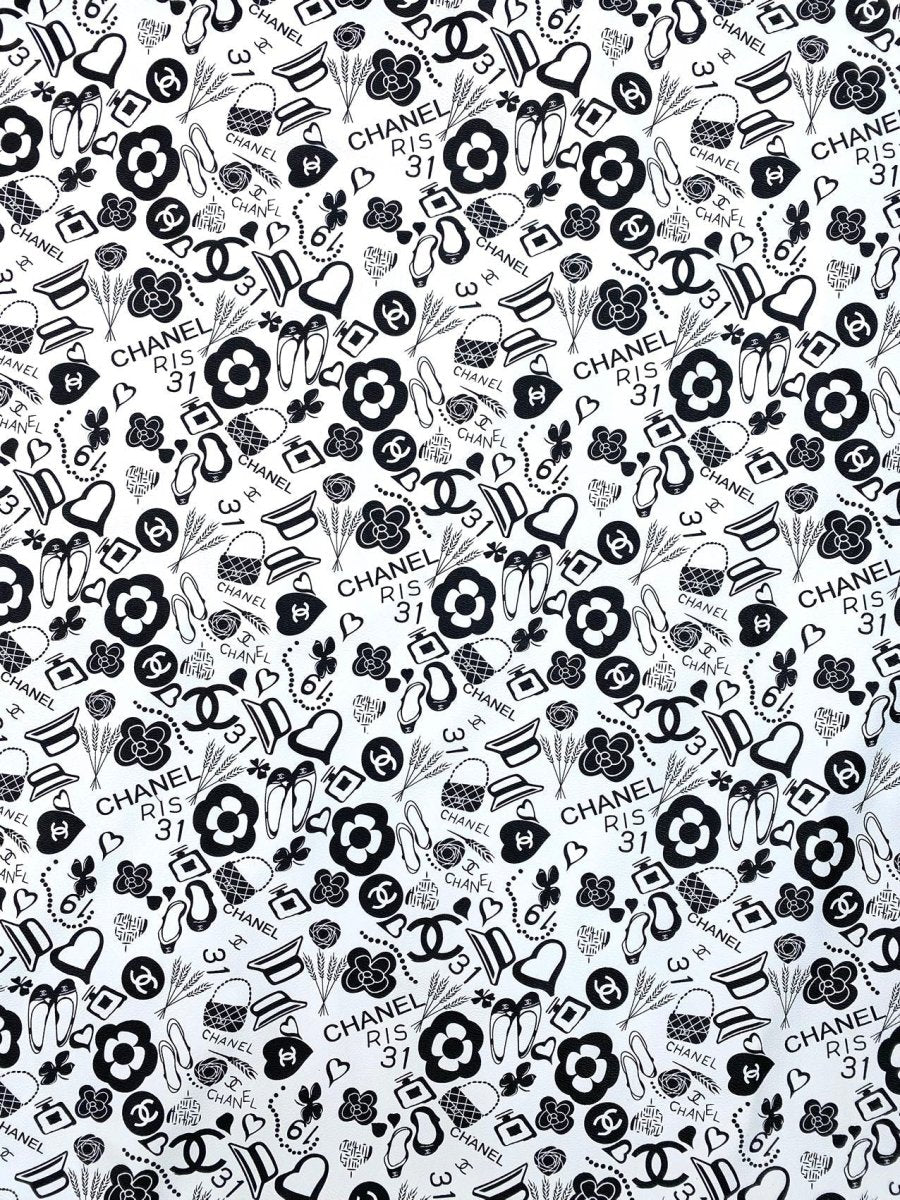 Coco Chanel Designer Leather Handmade Fabric for DIY Crafts Sneaker Upholstery - mingfabricstore