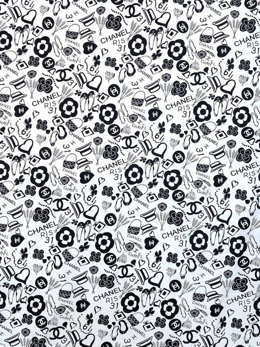 Coco Chanel Designer Leather Handmade Fabric for DIY Crafts Sneaker Upholstery - mingfabricstore