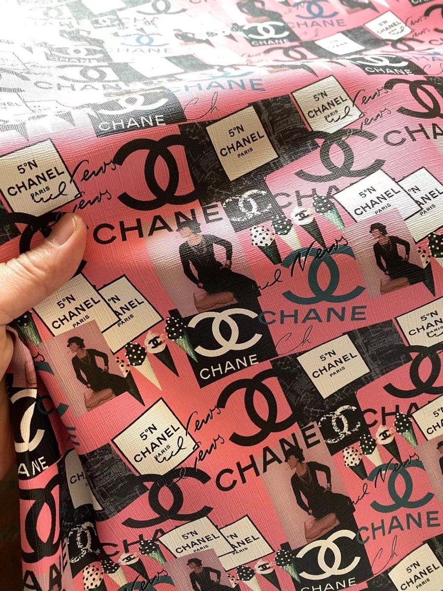 Coco Chanel Printing Faux Leather mingfabricstore for DIY Sewing - mingfabricstore