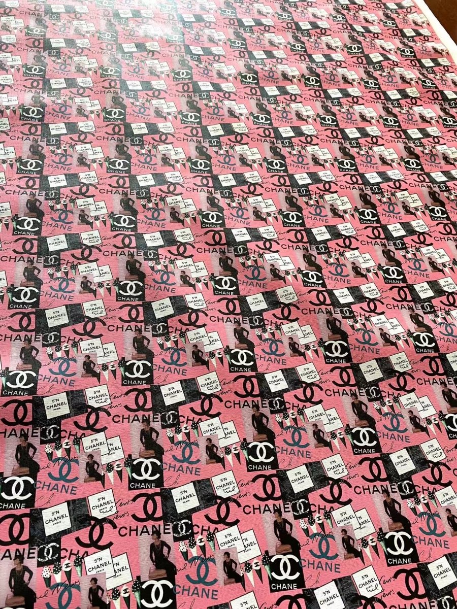 Coco Chanel Printing Faux Leather mingfabricstore for DIY Sewing - mingfabricstore
