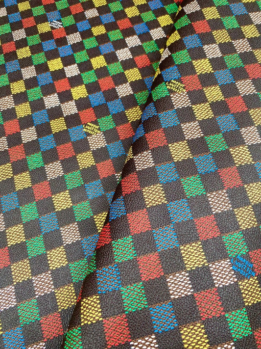 Colorful Damier Check Louis Vuitton Vinyl Fabric for Handmade DIY Creations Bag Custom - mingfabricstore