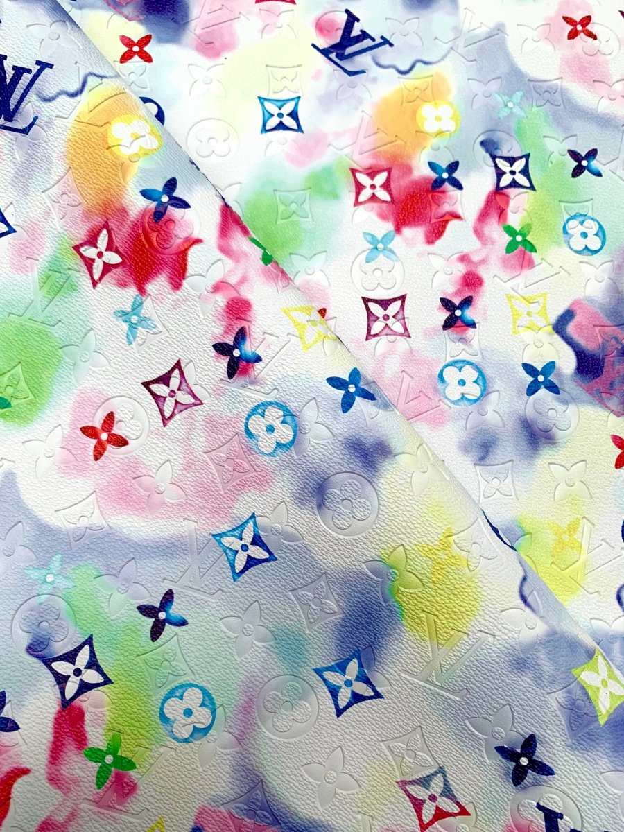 Colorful Embossed LV Designer Vinyl for Custom Handmade Crafts - mingfabricstore