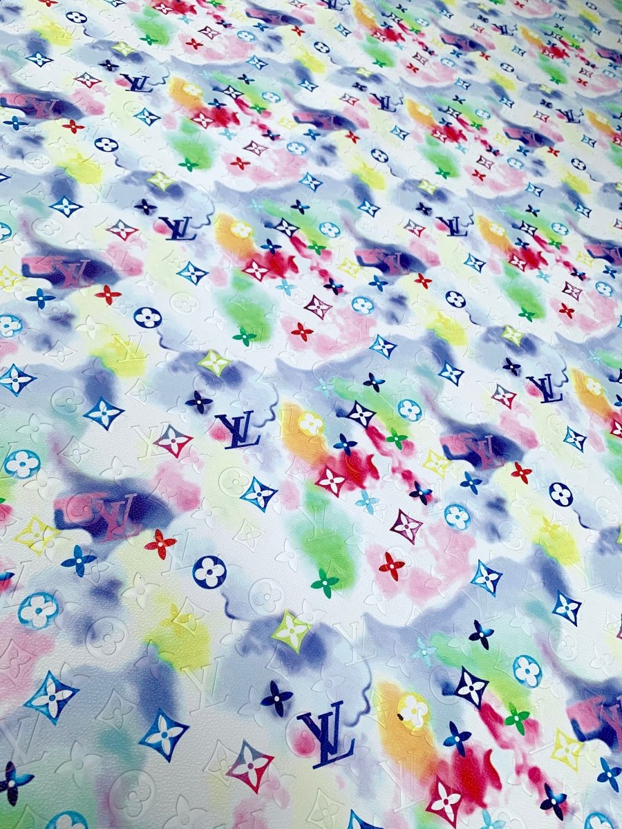 Colorful Embossed LV Designer Vinyl for Custom Handmade Crafts - mingfabricstore