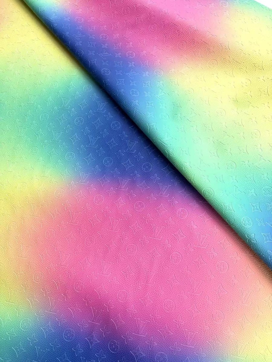 Colorful Gradient LV Embossed DIY Crafts Bag Truck Leather - mingfabricstore
