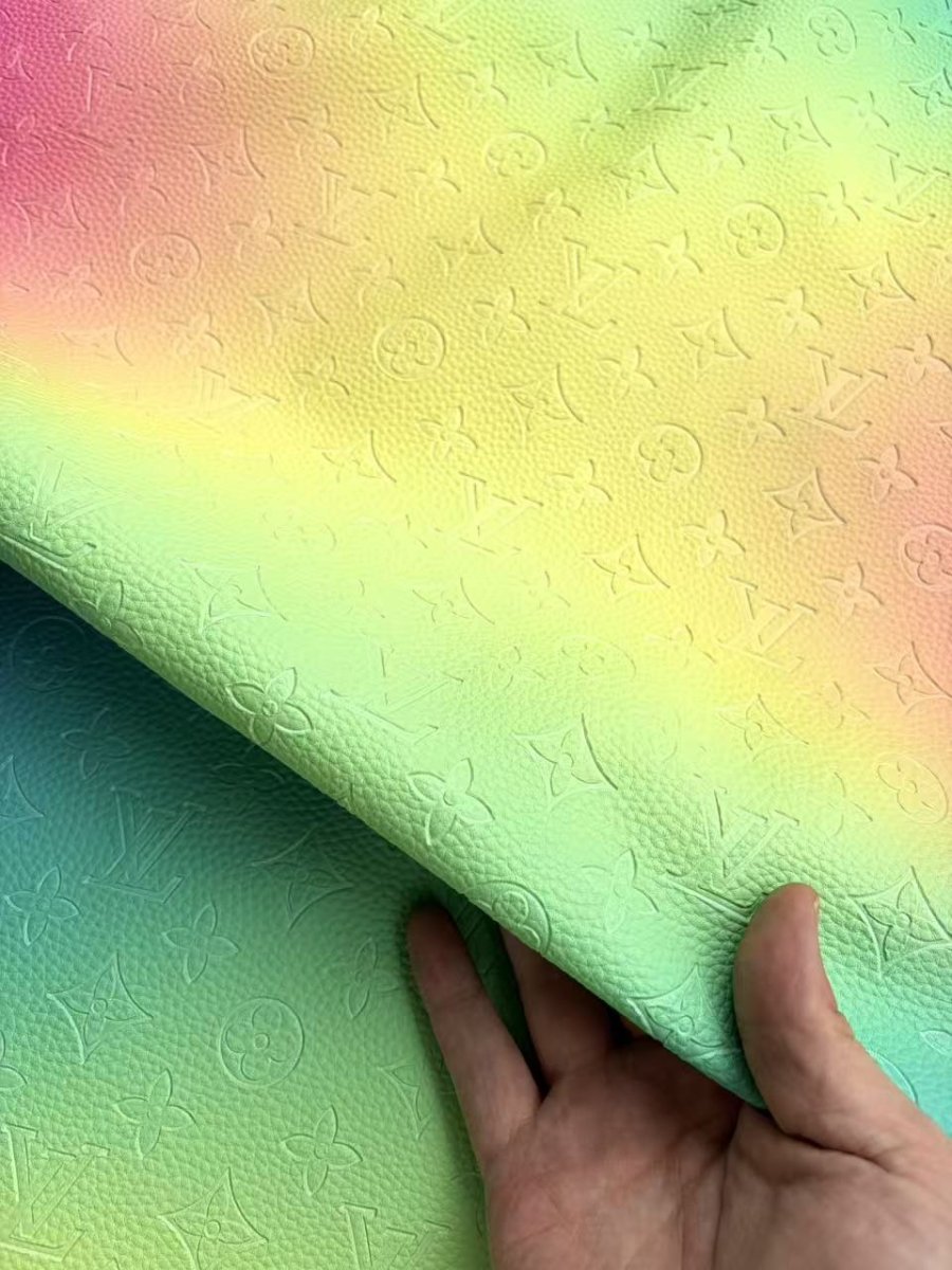Colorful Gradient LV Embossed DIY Crafts Bag Truck Leather - mingfabricstore