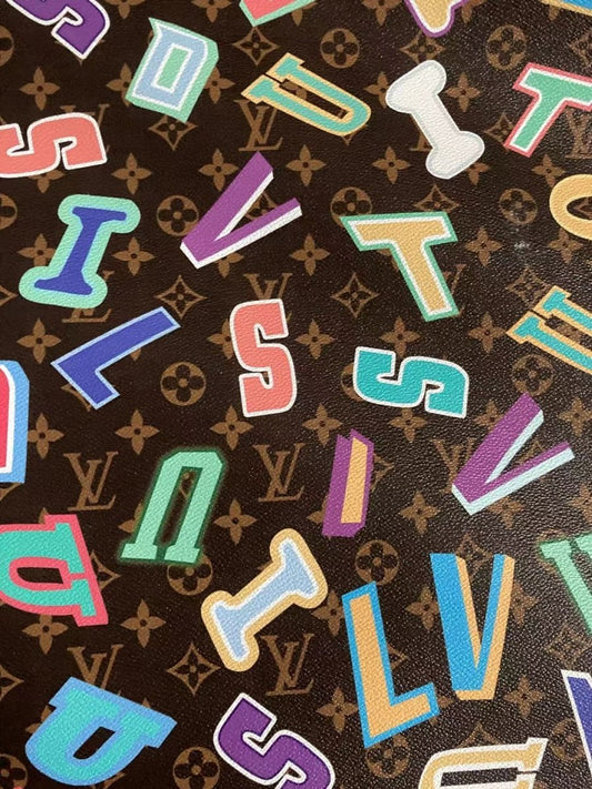 Colorful LV Letter Leather for Custom Sneaker Bag - mingfabricstore