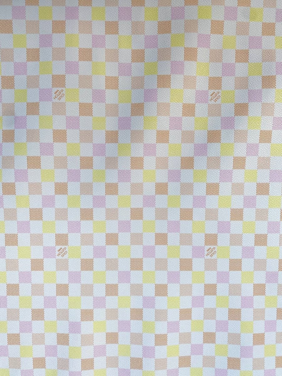 Colorful Pink Girl Louis Vuitton Damier Leather for Handmade DIY Craft Custom Bag Sneakers Car Upholstery - mingfabricstore