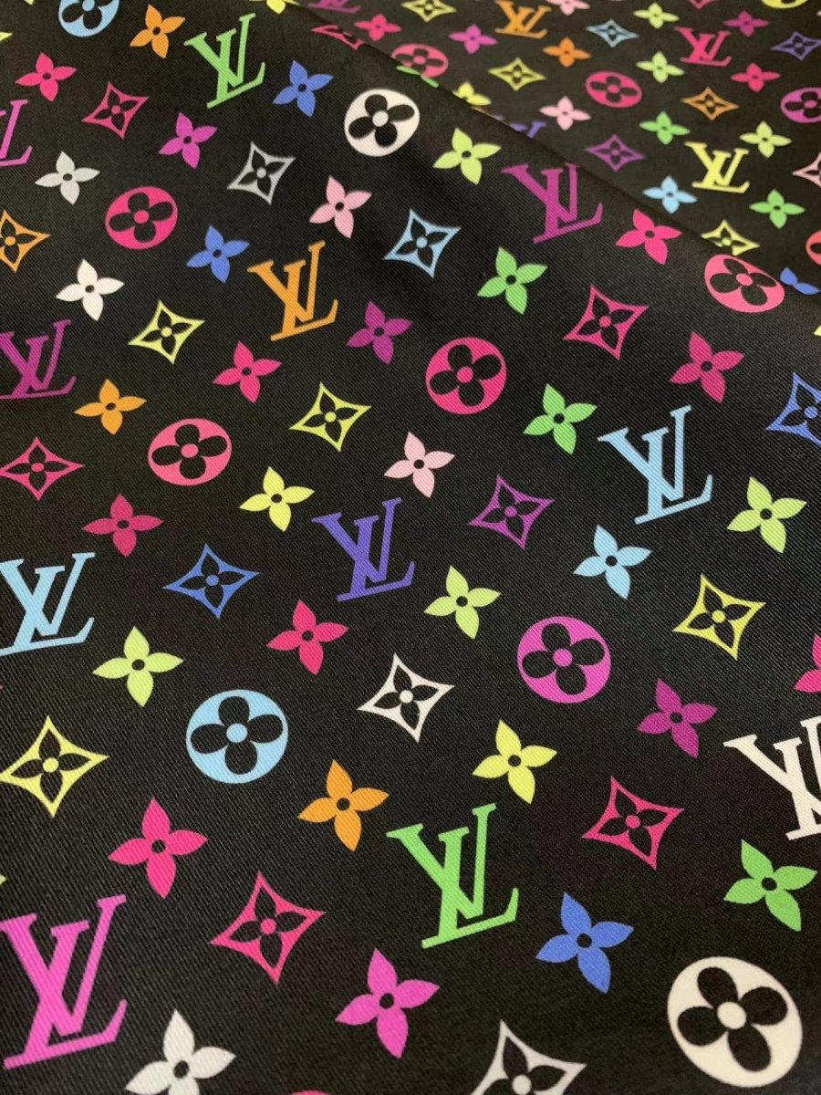 Colorful Rainbow LV Cotton Fabric Sold by Yard for Custom Sneakers Handmade Sewing - mingfabricstore