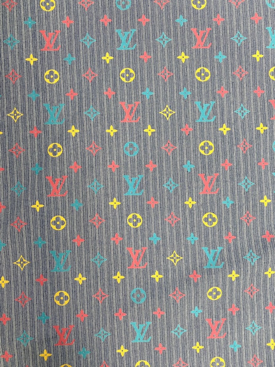 Colorful rainbow LV Texture Denim Fabric for Handmade DIY Crafts Jackets - mingfabricstore
