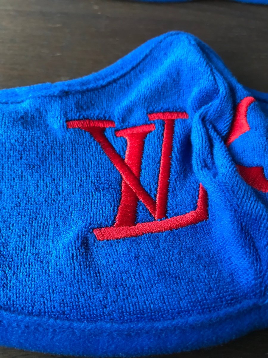 Comfortable wear LV embroidery cotton terry masks - mingfabricstore