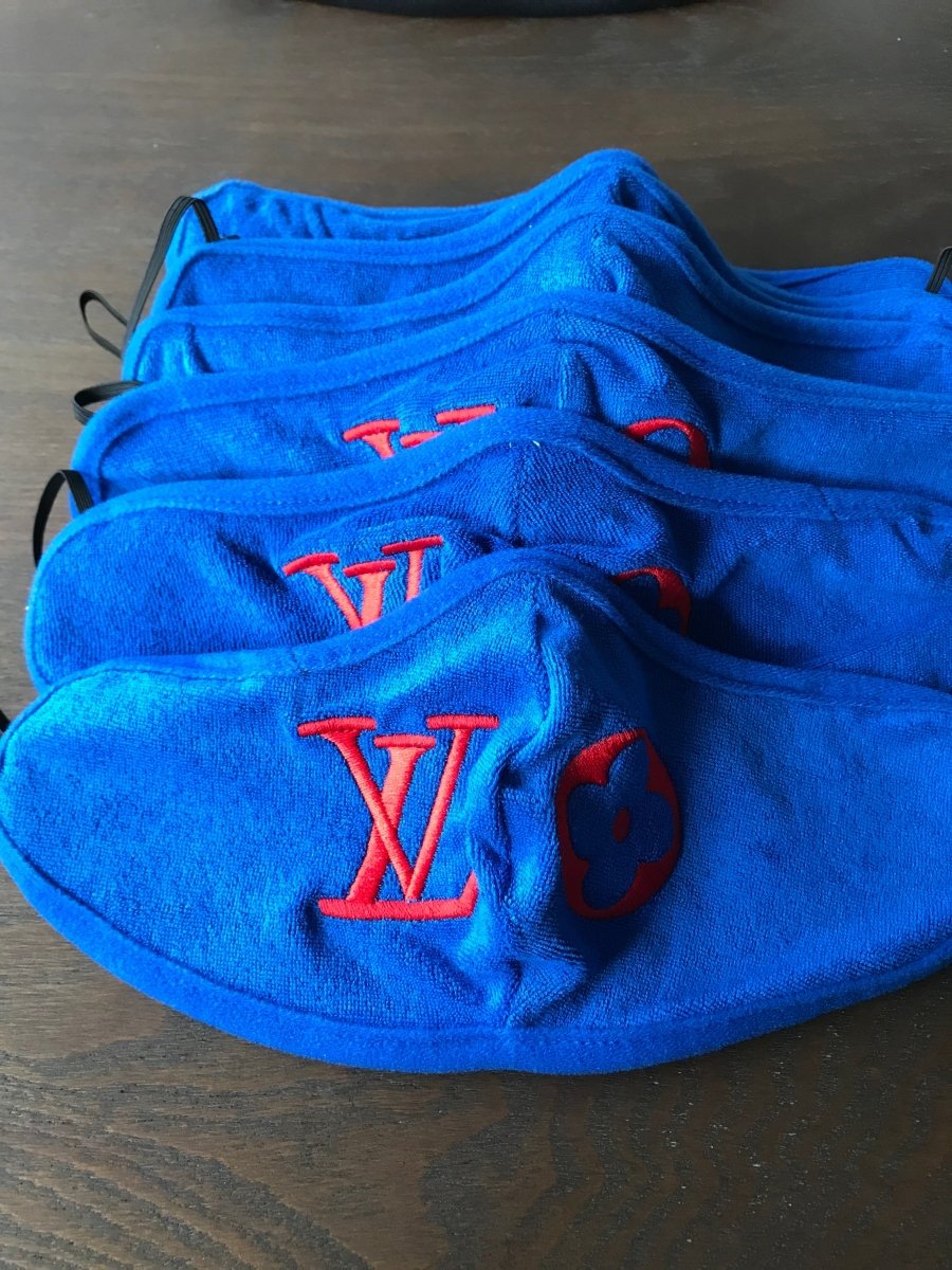 Comfortable wear LV embroidery cotton terry masks - mingfabricstore