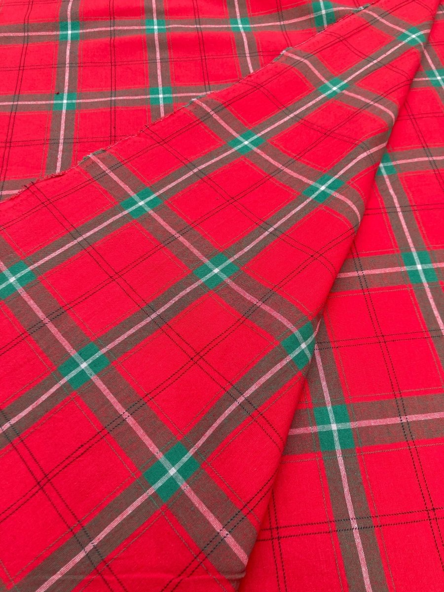 Cotton Christmas Plaid Handmade Fabric - mingfabricstore