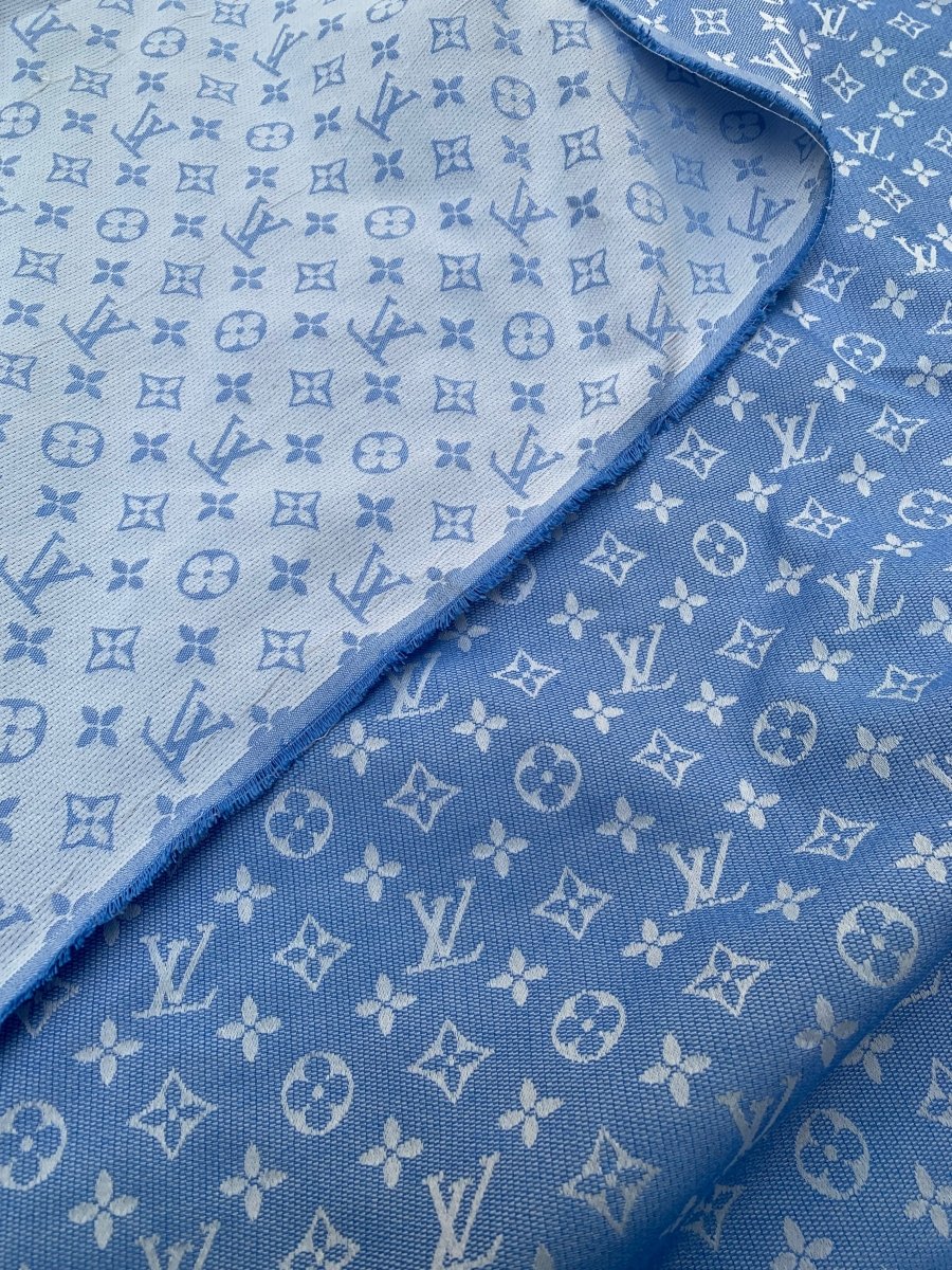 Cotton Jacquard Light Blue Summer LV Custom Fabric - mingfabricstore